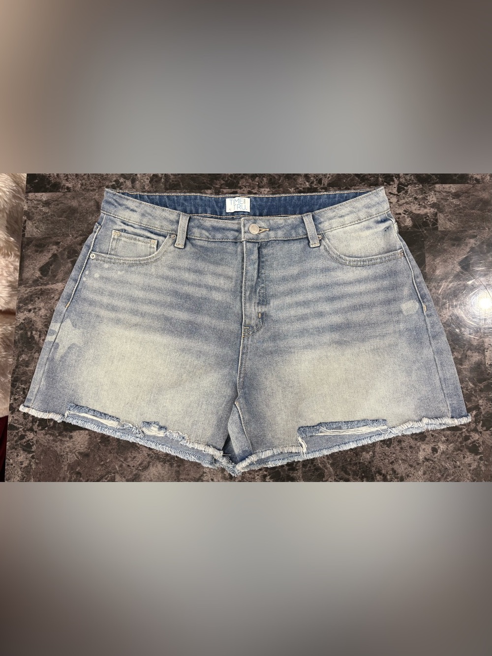 Time and Tru Distressed Denim Shorts Size 14